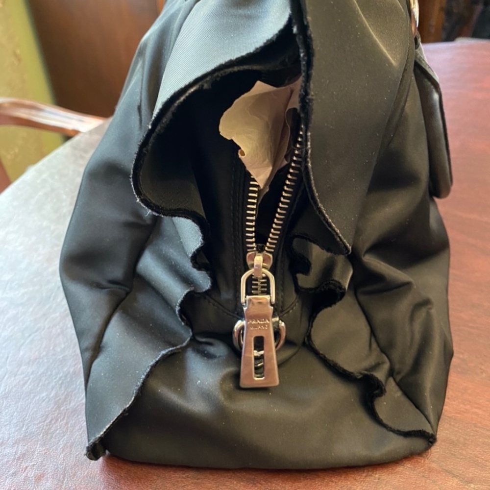 Vintage PRADA Nylon Ruffle Handbag - Picture 5 of 16